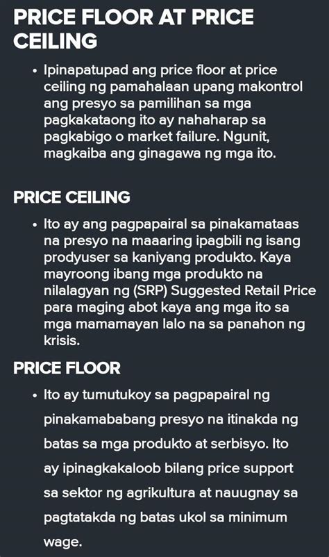 Kahulugan ng price ceiling